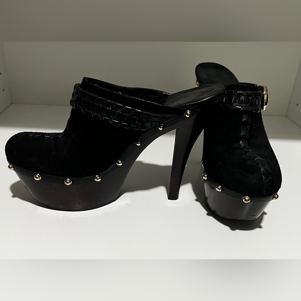 Black Studded Platform Clogs